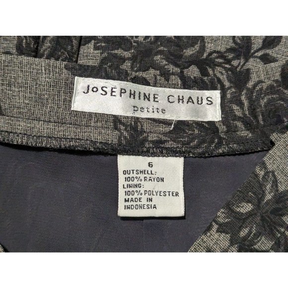 Vintage JOSEPHINE CHAUS petite black gray floral pleated skirt size 6 - Picture 4 of 5